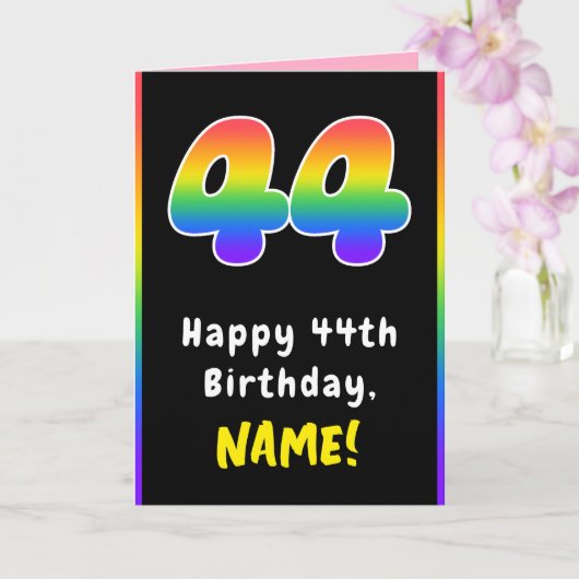 44誕生日カラフル:レインボー# 44、名前をカスタムする カード (蘭)