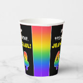 44誕生日カラフル:レインボー# 44、名前をカスタムする 紙コップ (右)