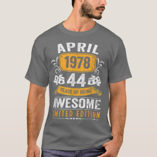 44誕生日ギフト男性ヴィンテージ1978年4月44年 Tシャツ