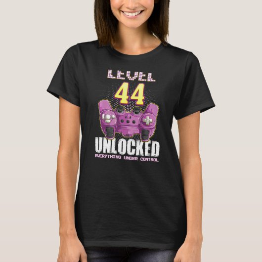 44誕生日ゲーマーボーイズ女の子44歳レベル4 Tシャツ (正面)