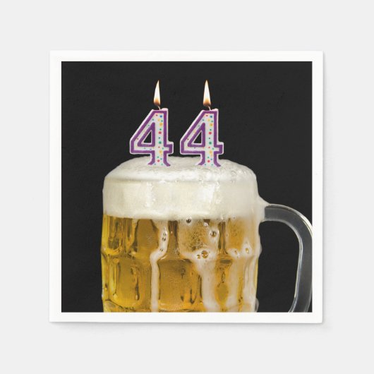 44誕生日ビールオンブラック スタンダードカクテルナプキン (正面)