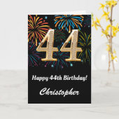 44誕生日レインボー花火大会黒と金ゴールド カード (黄色い花)