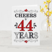 44誕生日応援の赤い白の黒のパターン カード (黄色い花)