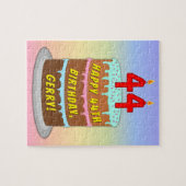 44誕生日:おもしろいケーキとキャンドル+名前をカスタムする ジグソーパズル (横)