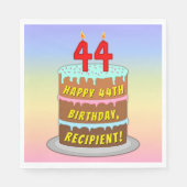 44誕生日:おもしろいケーキとキャンドル+名前をカスタムする スタンダードランチョンナプキン (正面)