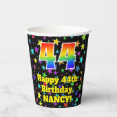 44誕生日:おもしろいスター柄と虹44 紙コップ (正面)