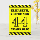 44誕生日:おもしろいステンシルスタイル文字、名前をカスタムする カード (黄色い花)