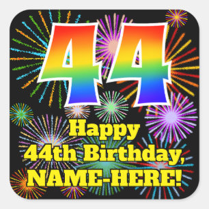 44誕生日:おもしろい花火ルック、虹# 44 スクエアシール