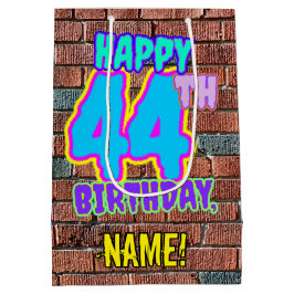 44誕生日:おもしろい、アーバングラフィティインスパイアルック ミディアムペーパーバッグ