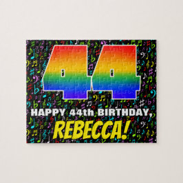44誕生日:おもしろい、カラフル音楽シンボル、「44」 ジグソーパズル