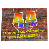 44誕生日:おもしろい、グラフィティインスパイアレインボーー# 44 ラージペーパーバッグ (正面)
