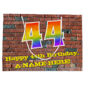 44誕生日:おもしろい、グラフィティインスパイアレインボーー# 44 ラージペーパーバッグ (裏面)