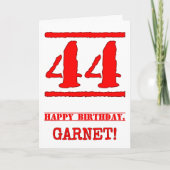 44誕生日:おもしろい、赤ゴムスタンプルックインスパイアス カード (正面)