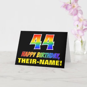 44誕生日:はっきりした,おもしろい,シンプル虹, 44 カード