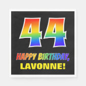 44誕生日:はっきりした,おもしろい,シンプル虹, 44 スタンダードランチョンナプキン (正面)