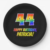 44誕生日:はっきりした,おもしろい,シンプル虹， 44 ペーパープレート (正面)