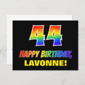 44誕生日:はっきりした,おもしろい,シンプル虹, 44 ポストカード (正面/裏面)