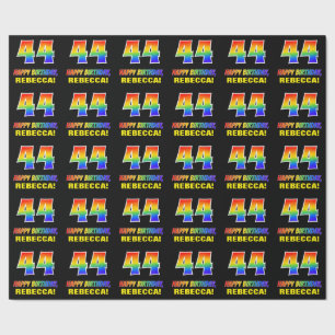 44誕生日:はっきりした,おもしろい,シンプル,レインボー44 ラッピングペーパー