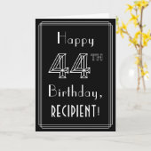 44誕生日:アールデコスタイル番号44および名前をカスタムする カード (黄色い花)