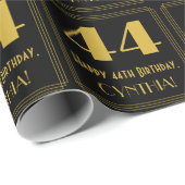 44誕生日~アールデコ見るインスパイア"44",名前 ラッピングペーパー (ロールコーナー)