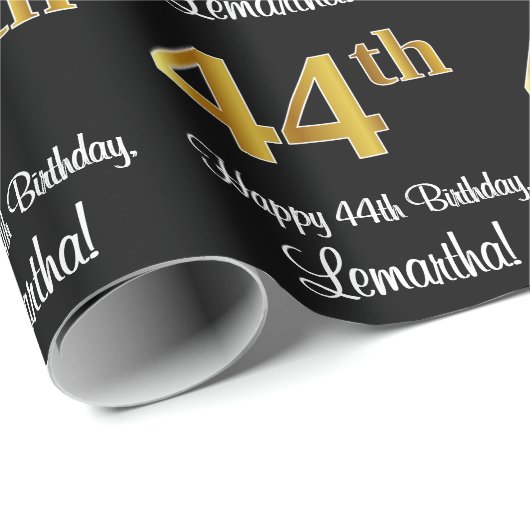 44誕生日:エレガント豪華なフェイク金ゴールドルック# ラッピングペーパー (ロールコーナー)