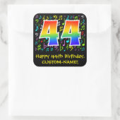 44誕生日:カラフル音楽シンボル、レインボー44 スクエアシール (バッグ)