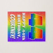 44誕生日: カラフル、おもしろいレインボーパターン# 44 ジグソーパズル (横)