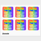 44誕生日: カラフル、おもしろいレインボーパターン# 44 スクエアシール (シート)