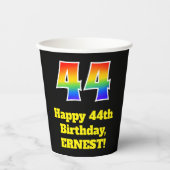 44誕生日:カラフル、おもしろい、エキサイティング、虹44 紙コップ (正面)