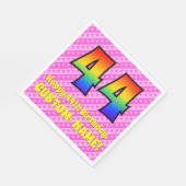 44誕生日:ピンクストライプのハート、レインボー# 44 スタンダードランチョンナプキン (角)