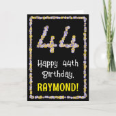 44誕生日:フローラ花数名前をカスタムする カード (正面)