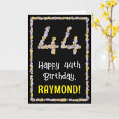 44誕生日:フローラ花数名前をカスタムする カード (黄色い花)