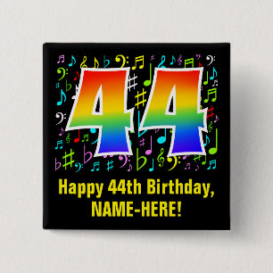44誕生日:ミュージカラフルックシンボル,レインボー44 缶バッジ