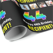 44誕生日：レインボー「44」、写真カスタムと名前 ラッピングペーパー (ロールコーナー)