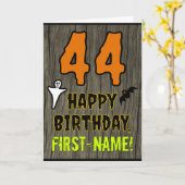 44誕生日:不気味ハロウィーンテーマ、名前をカスタムする カード (黄色い花)