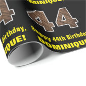 44誕生日：名前フェイク&木目パターン「44」 ラッピングペーパー (ロールコーナー)