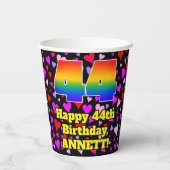 44誕生日:愛するハートパターン、虹44 紙コップ (裏面)