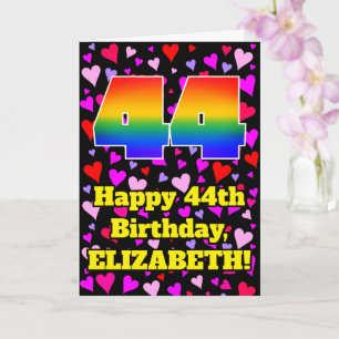 44誕生日:愛するハートパターン、虹# 44 カード