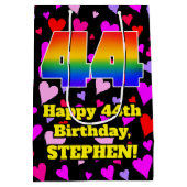 44誕生日:愛するハートパターン、虹# 44 ミディアムペーパーバッグ (裏面)