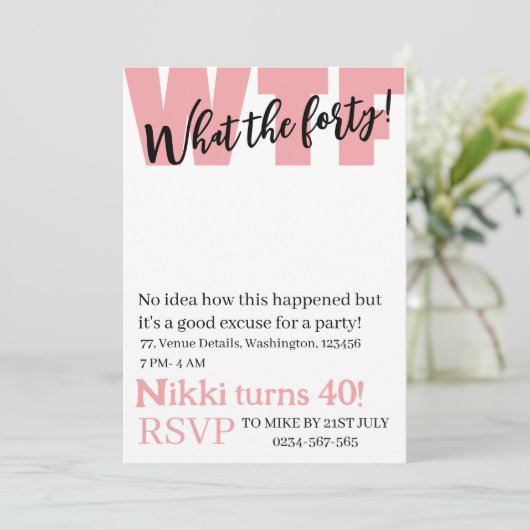 440パーソナライズされた歳の誕生日おもしろいの日 招待状 (スタンド正面)