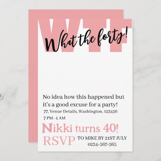 440パーソナライズされた歳の誕生日おもしろいの日 招待状 (正面/裏面)