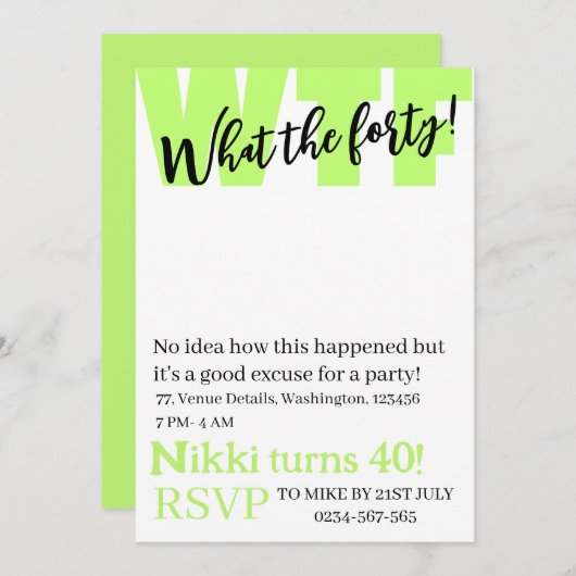 440パーソナライズされた歳の誕生日おもしろい 招待状 (正面/裏面)