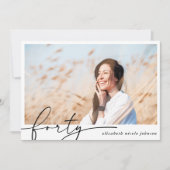 440モダンthミニマル Photo Birthday Party 招待状 (正面)