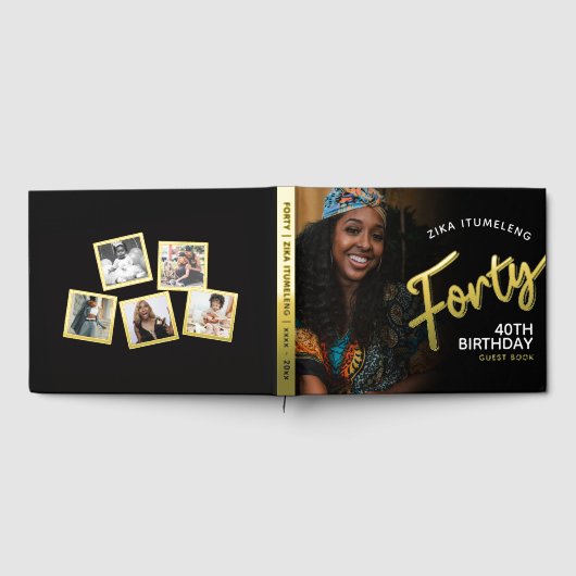 440歳の誕生日の写真ブラック・金ゴールド・ゲストブック ゲストブック (全面)