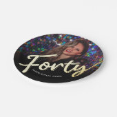 440歳の誕生日カスタム写真の金ゴールド ペーパープレート (アングル)