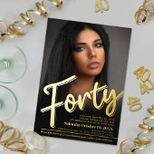 440歳の誕生日カスタム写真の金ゴールド 箔招待状