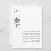 440歳モダンの誕生日パーティの招待状 招待状 (正面)