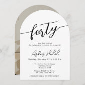 440歳モダンエレガントの誕生日パーティー写真 招待状 (正面/裏面)