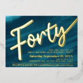 440th誕生日パーティーアクアアート金ゴールドスクリプト 箔招待状 (正面)