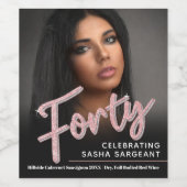 440th誕生日フォトスクリプトグリッターピンク ワインラベル (シングルラベル)